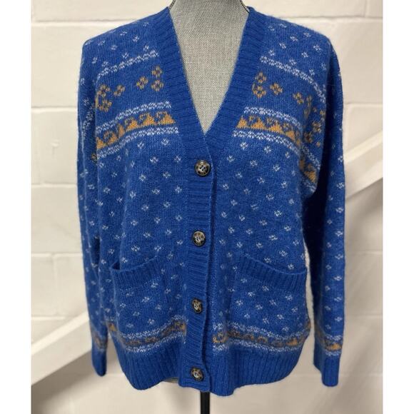 Toad & Co Nordic Cardigan Sweater Womens Medium Toddy Nautical Fair Isle Wool M - Picture 2 of 10